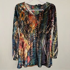 New Directions Velvet Embellished Blouse- LG